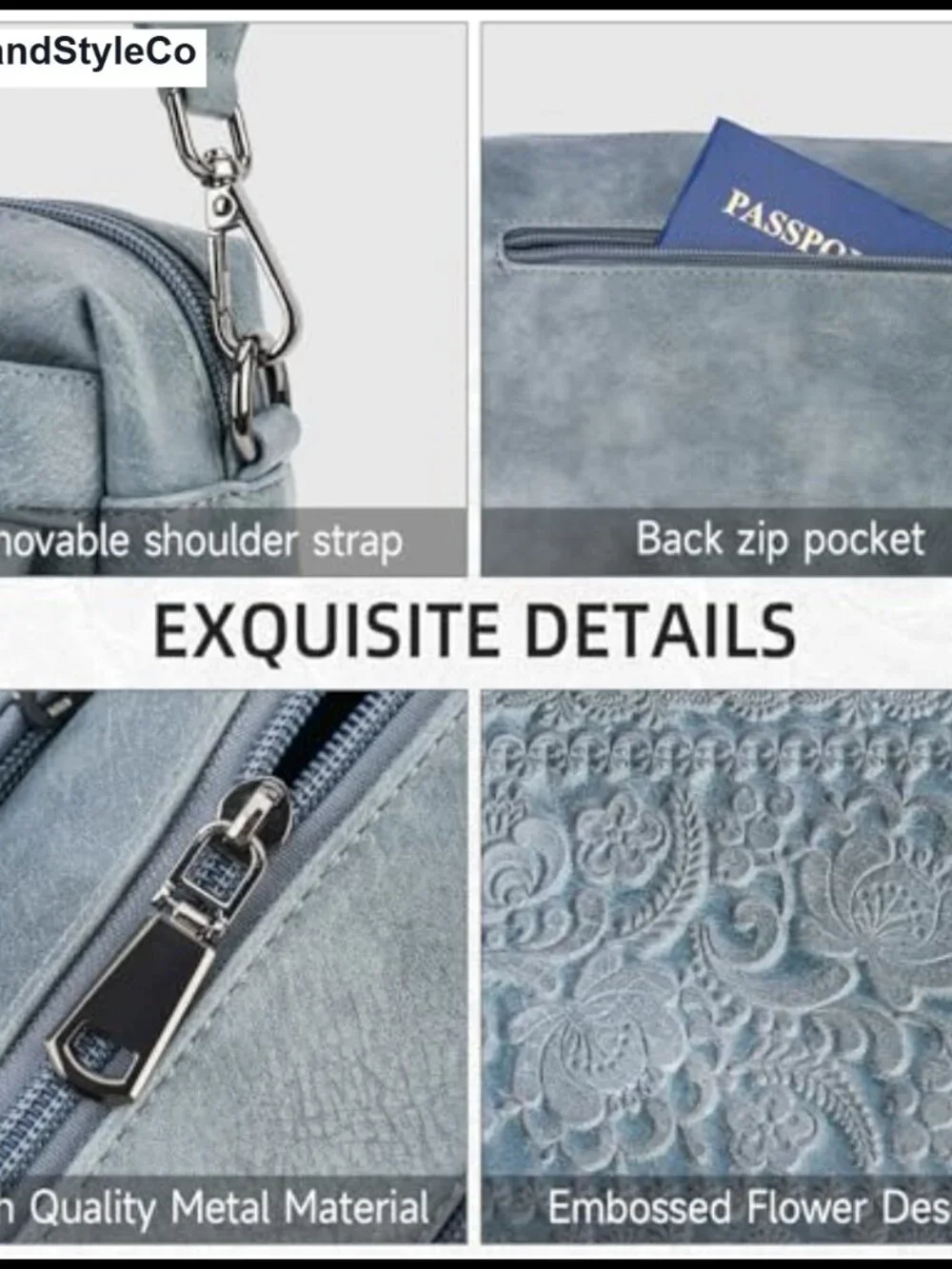 Women's Vegan Leather Floral Embossed Crossbody Bag Purse